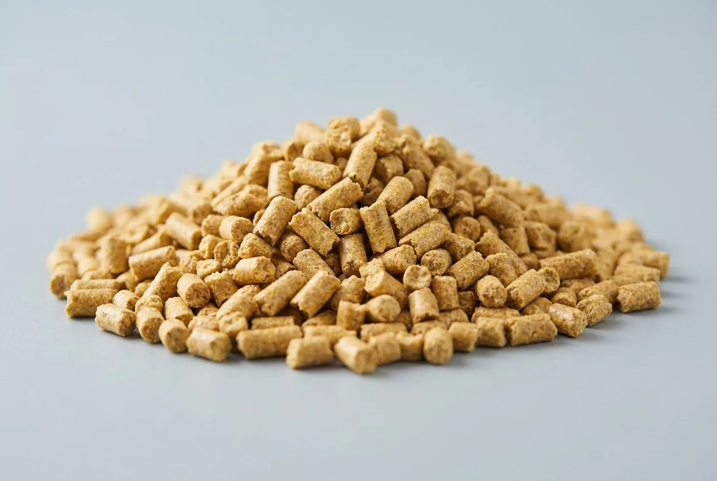 Golden-brown 3 mm poultry feed pellets