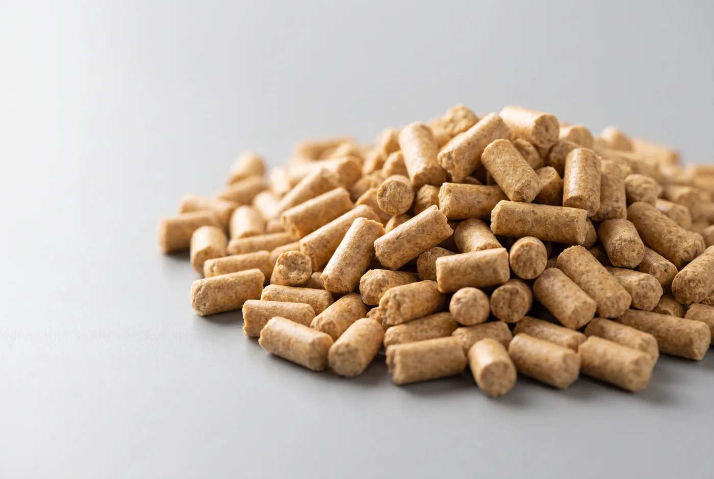 Tan 4 mm swine feed pellets